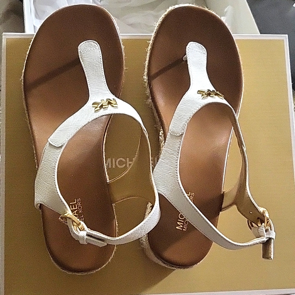 MK sandals, size 7.5, optic white